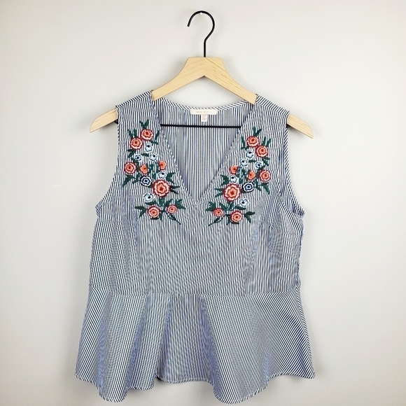 Skies Are Blue Embroidered Stripe Tank - Picture 4 of 8